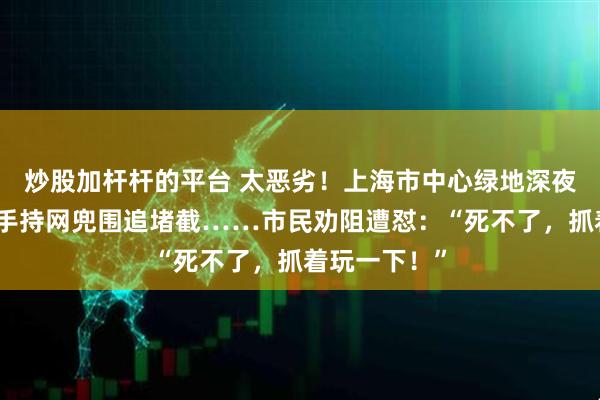 炒股加杆杆的平台 太恶劣！上海市中心绿地深夜突发，四人手持网兜围追堵截……市民劝阻遭怼：“死不了，抓着玩一下！”